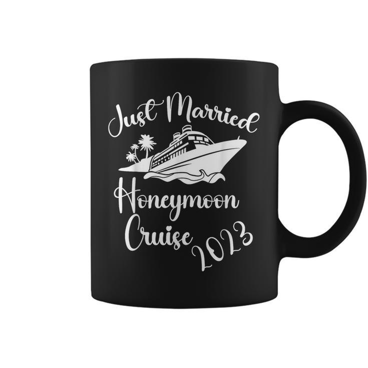 Just Married 2023 Wedding Ring Matching Honeymoon Cruise Coffee Mug