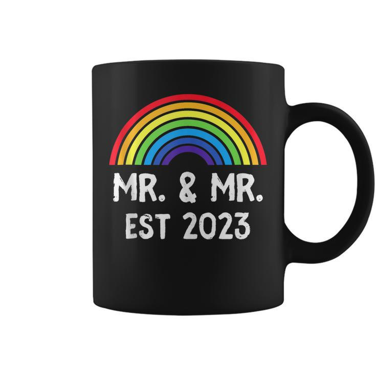 Just Married Engaged Lgbt Gay Wedding Mr And Mr Est 2023  Coffee Mug