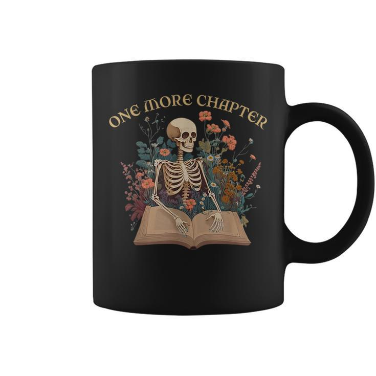 Just One More Chapter Skeleton Reading Book Lover Bookish Reading Funny Designs Funny Gifts Coffee Mug