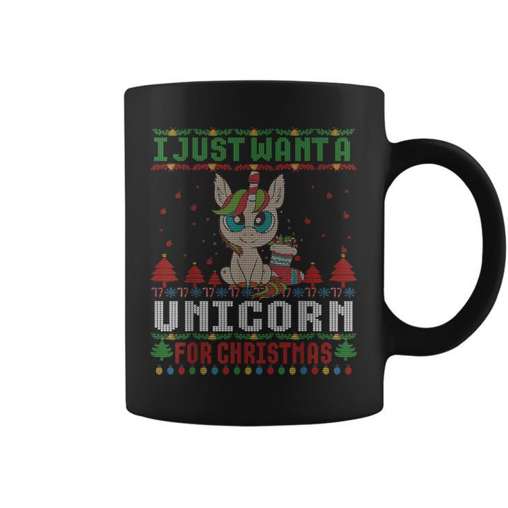 I Just Want A Unicorn For Ugly Christmas Sweater Xmas Coffee Mug