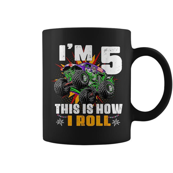 Kid 5Th Birthday Boy Monster Truck Rule Jam  Five Years  Coffee Mug