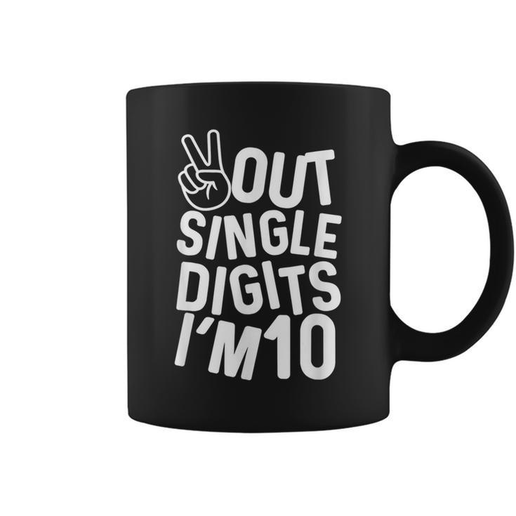 Kids Peace Out Single Digits Im 10 Year Old 10Th Birthday Coffee Mug