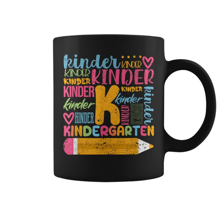 Kindergarten Typography Team Kinder Teacher Back To School Coffee Mug