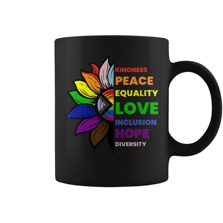 Kindness Peace Equality Sunflower Gay Pride  Coffee Mug
