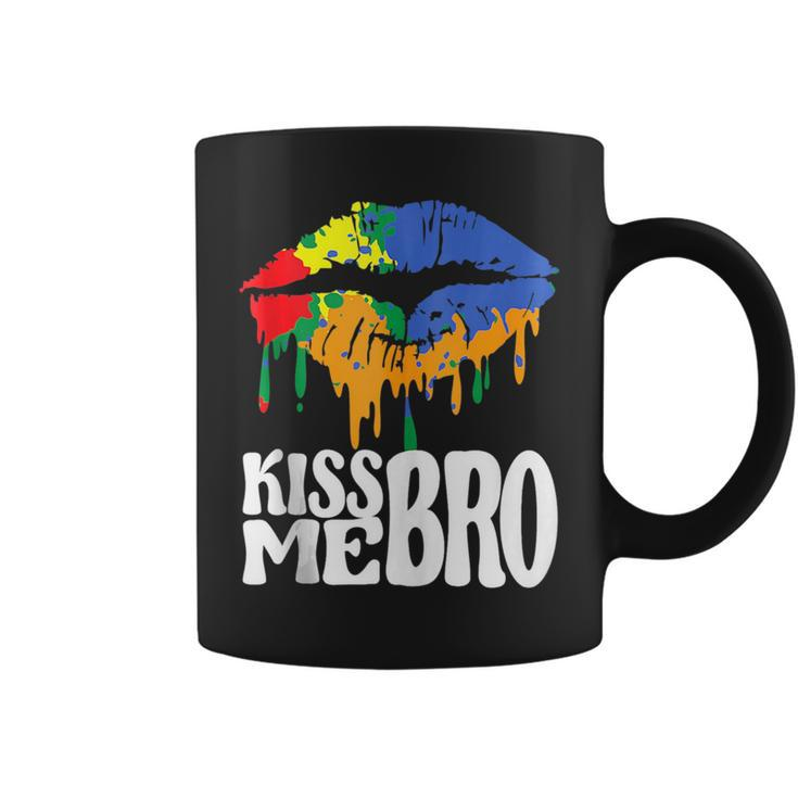 Kiss Me Bro Gay Rainbow Mouth To Kiss For Pride Person  Coffee Mug