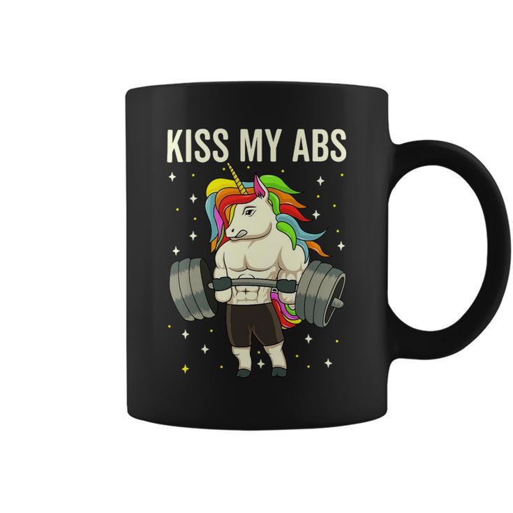Kiss My Abs Workout Gym Unicorn Weight Lifting Coffee Mug
