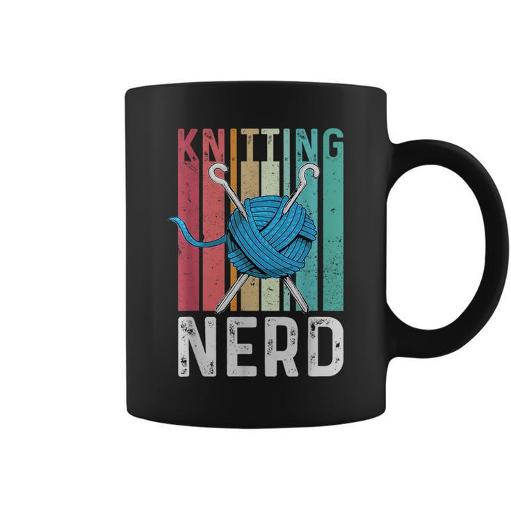 Knitting Nerd Knitting Lover Retro Sewing Mom Sunset Knitter  Coffee Mug