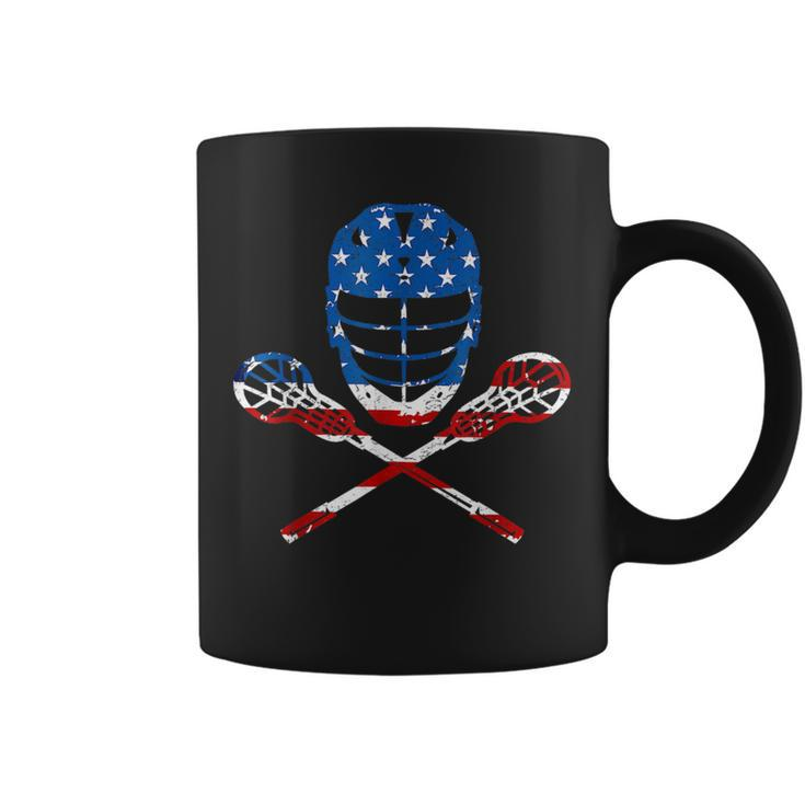 Lacrosse American Flag Lax Helmet Sticks 4Th Of July S Coffee Mug