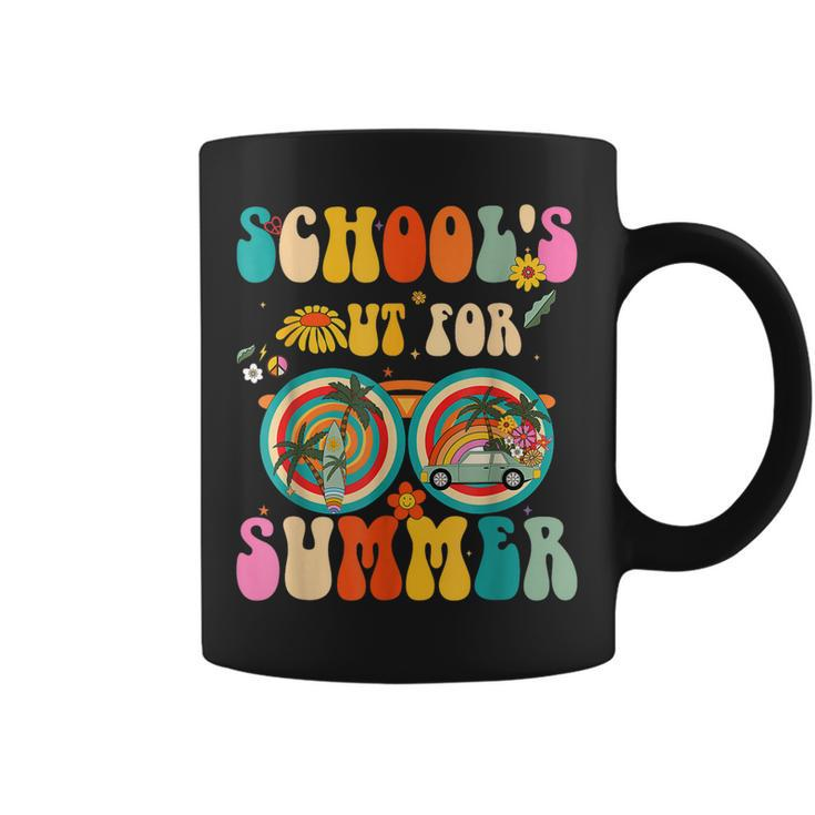Last Day Of Schools Out For Summer Teacher Sunglasses Groovy Coffee Mug