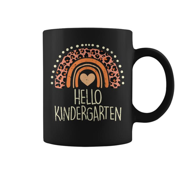 Leopard Rainbow Hello Kindergarten First Day Teacher  Coffee Mug
