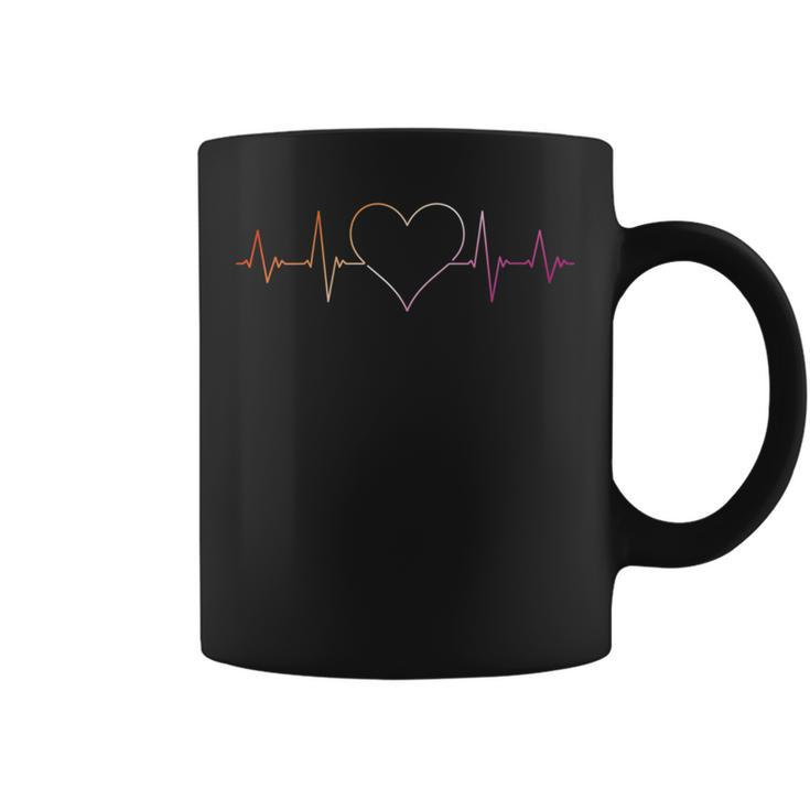 Lesbian Heartbeat - Homosexual Woman Pride Ecg Pulse Line  Coffee Mug