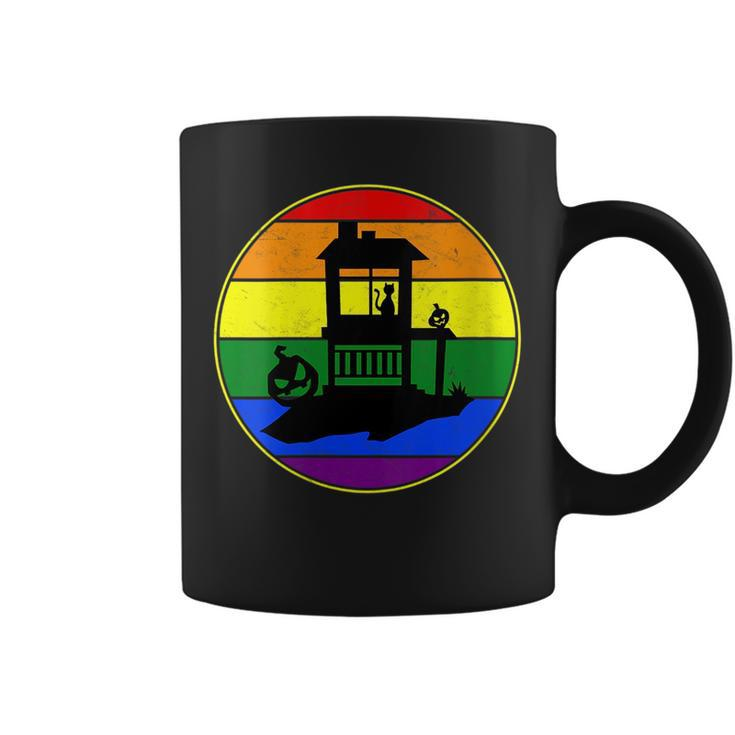Lesbian Stuff Lgbtq Gay Goth Pride Rainbow Flag Black Cat  Coffee Mug