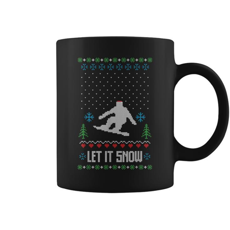 Let It Snow Ugly Christmas Apparel Snowboard Coffee Mug