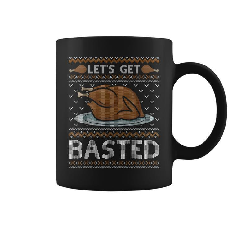 Let's Get Basted Turkey Fall Vibes Ugly Thanksgiving Sweater Coffee Mug
