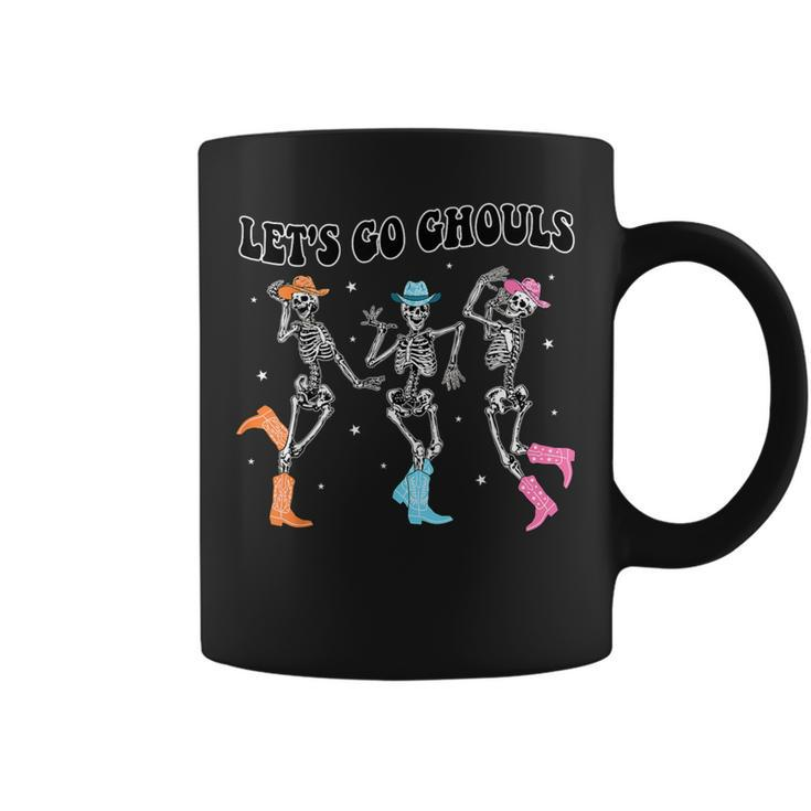 Let's Go Ghouls Dancing Skeleton Cowboy Western Halloween Coffee Mug