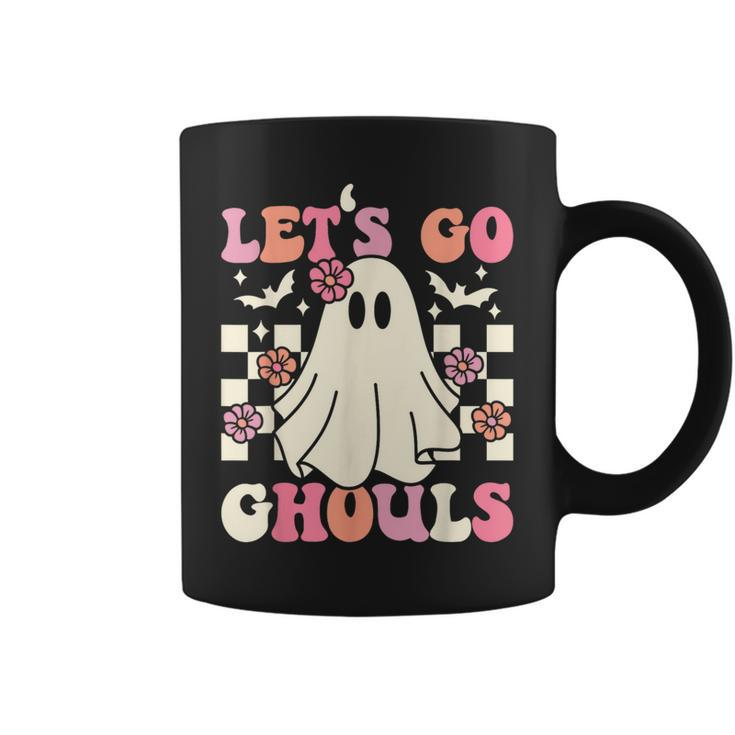 Let's Go Ghouls Halloween Ghost Costume Retro Groovy Coffee Mug