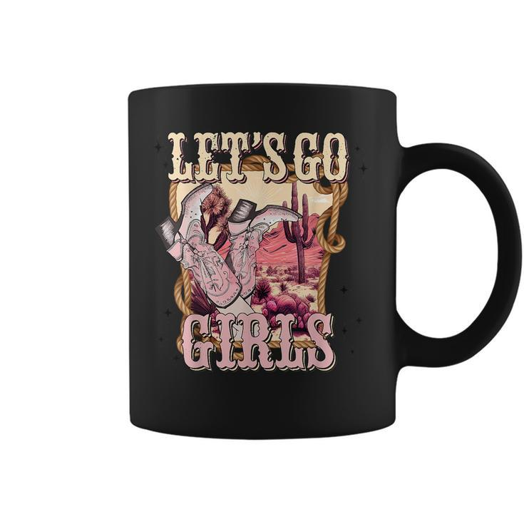 Lets Go Girl Cowboy Pink Boot Retro Western Country  Coffee Mug