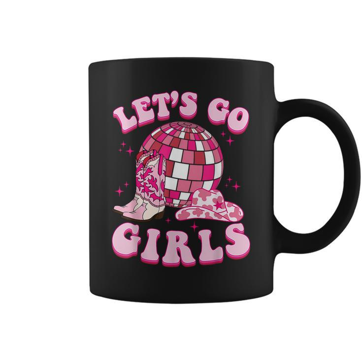 Let's Go Girls Cowgirl Boot Hat Disco Bachelorette Party Coffee Mug