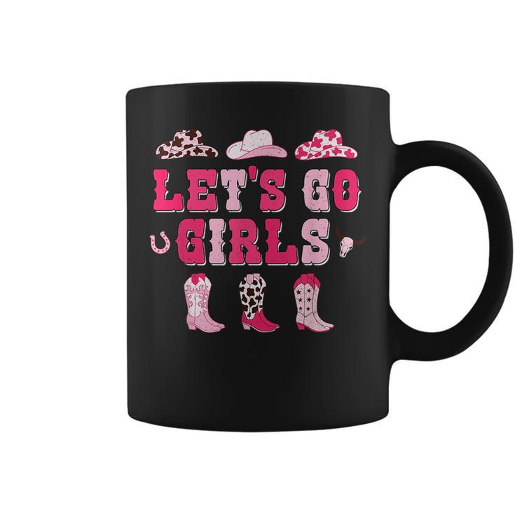 Lets Go Girls Western Pink Cowgirl Hat Boots Country Music  Coffee Mug