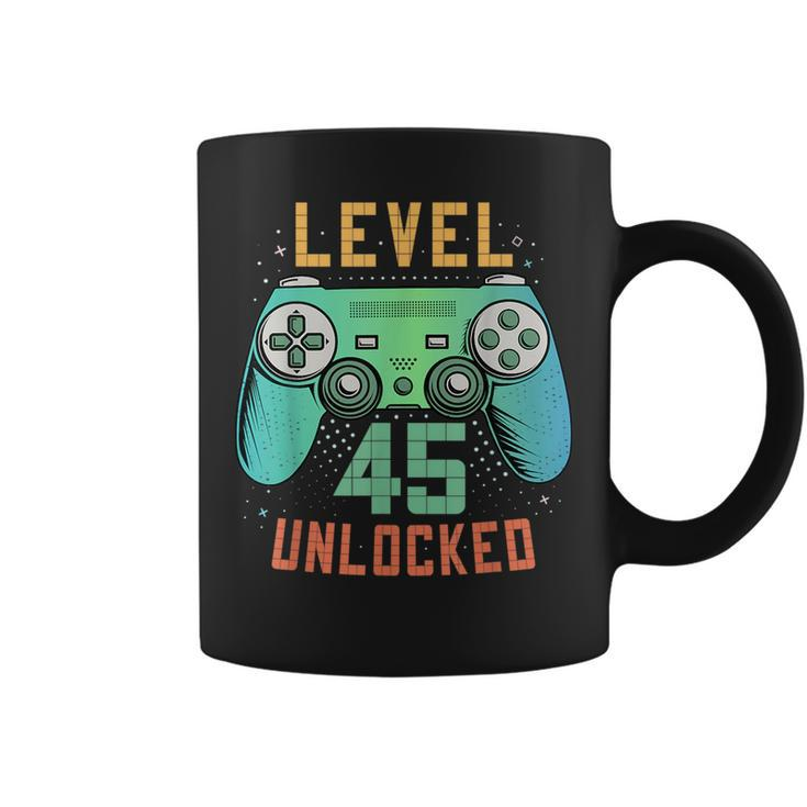 Level 45 Unlocked 45Th Birthday Gamer Gifts 45 Year Old Male Coffee Mug