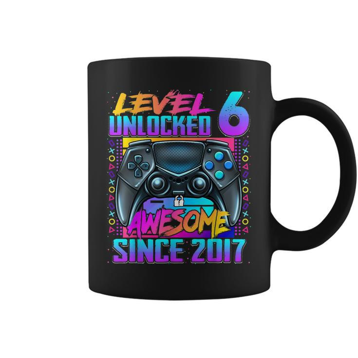 Level 6 Unlocked Awesome Since 2017 6Th Birthday Gaming Kids  Coffee Mug