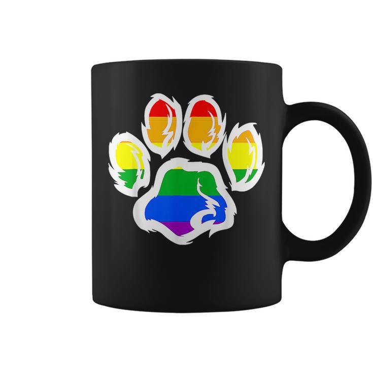 Lgbt Ally Furry Pride Rainbow Fursuit Dog Paw Print  Coffee Mug