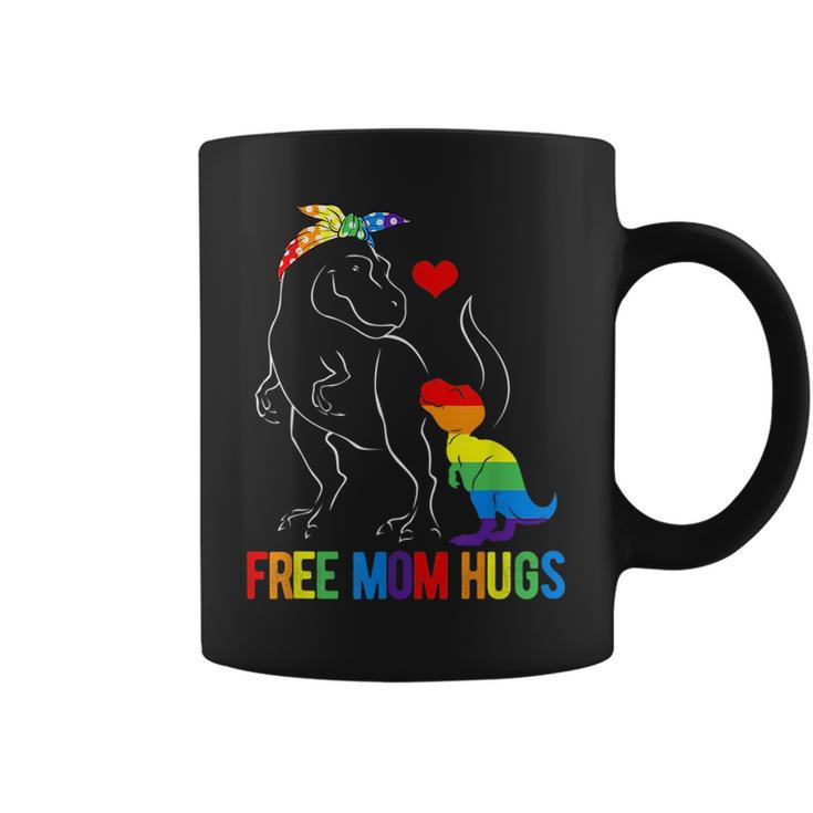Lgbt Free Mom Hugs Dinosaur Rex Mamasaurus Ally Rainbow Flag  Coffee Mug