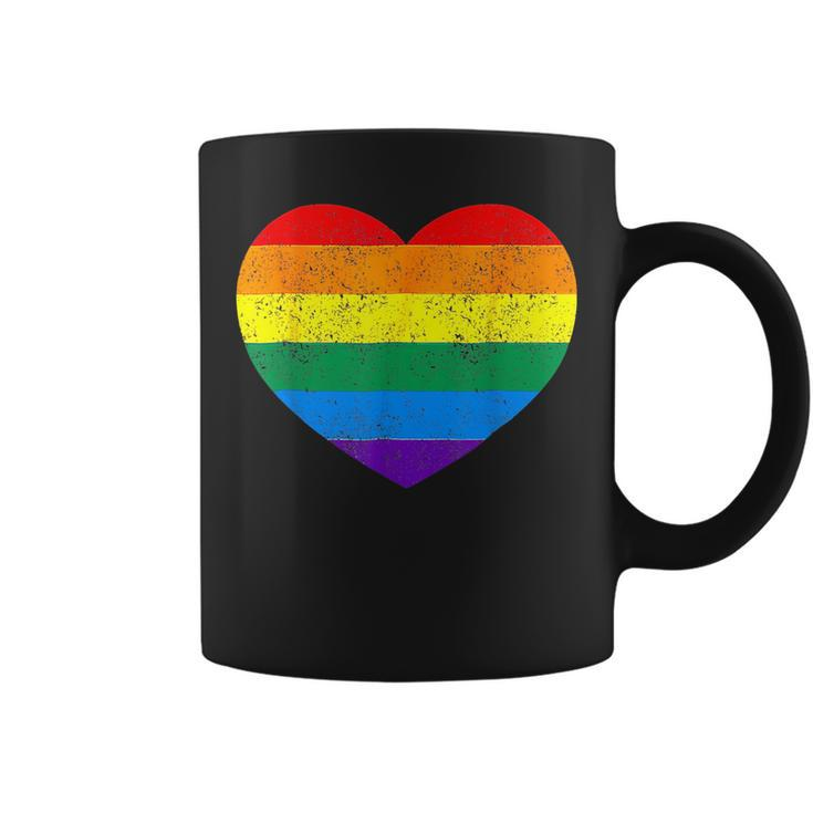 Lgbt Heart Rainbow Flag Gay Les Pride Support Lgbtq Parade Coffee Mug
