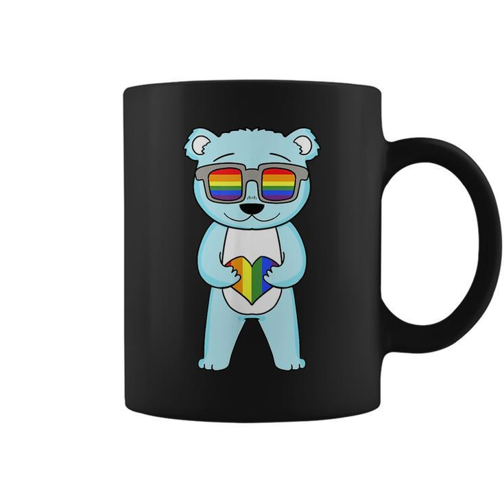 Lgbt Supporter Bear Rainbow Gay Pride Lgbt Heart  Coffee Mug