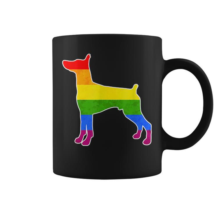Lgbtq Doberman Pinscher Dog Rainbow Love Gay Lesbian Pride  Coffee Mug
