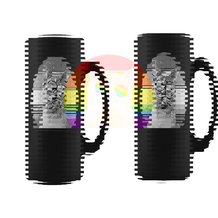 Lgbtq European Burmese Cat Retro Rainbow Love Pride  Coffee Mug