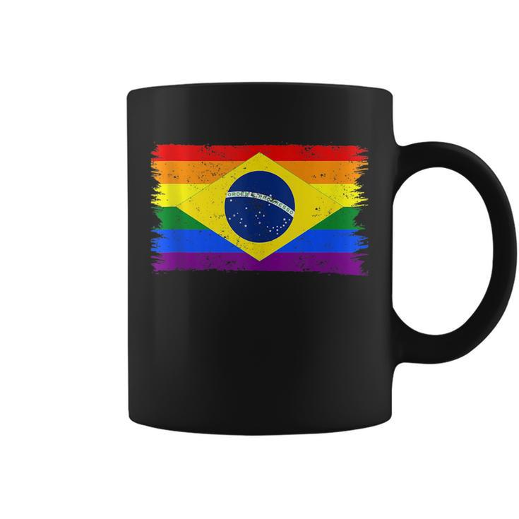 Lgbtq Rainbow Flag Of Brazil South America Gay Pride  Coffee Mug