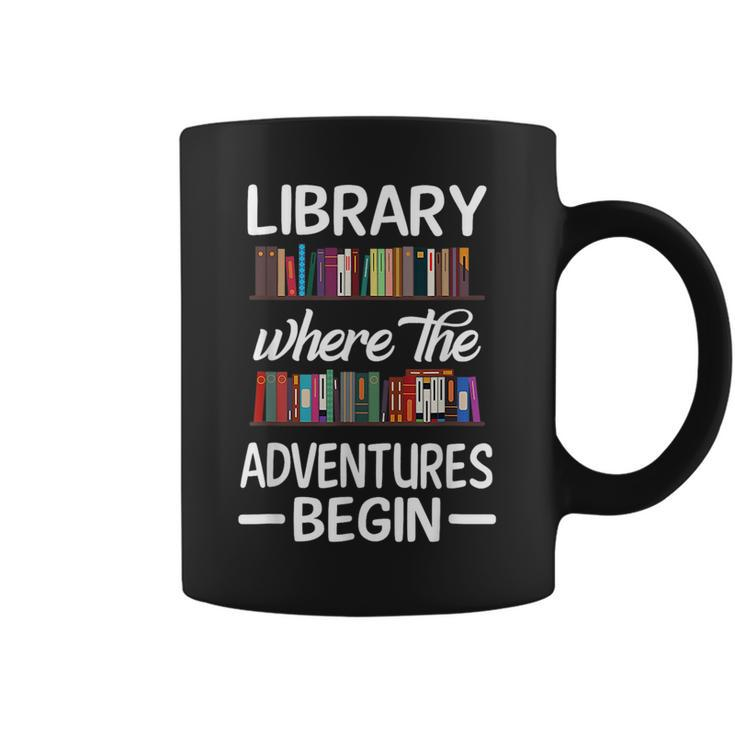 Library Where The Adventure Begins Librarian Book Coffee Mug