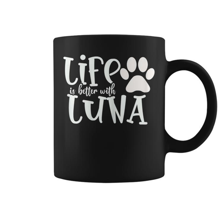 Life Is Better With Luna Pet Dog Owner Christmas Mom Coffee Mug