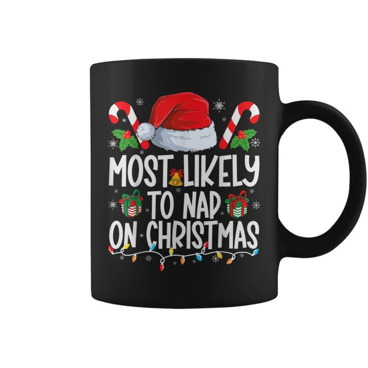 Most Likely To Nap On Christmas Family Matching Christmas Coffee Mug