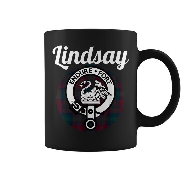 Lindsay Clan Scottish Name Coat Of Arms Tartan Coffee Mug