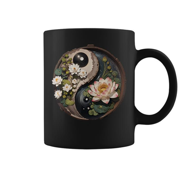 Lotus Flower Pond Yin Yang Coffee Mug