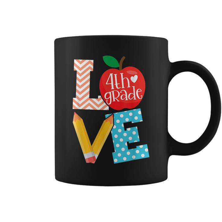 Love 4Th Grade Apple Proud Fourth Grade Teacher Job Pride  Coffee Mug