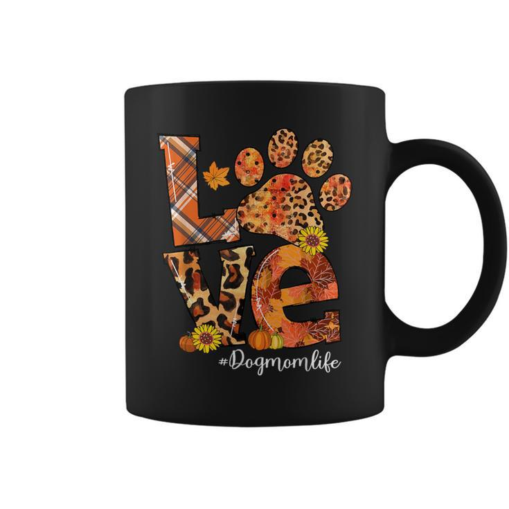 Love Dog Paw Pumpkin Leopard Dog Mom Life Fall Thanksgiving Coffee Mug