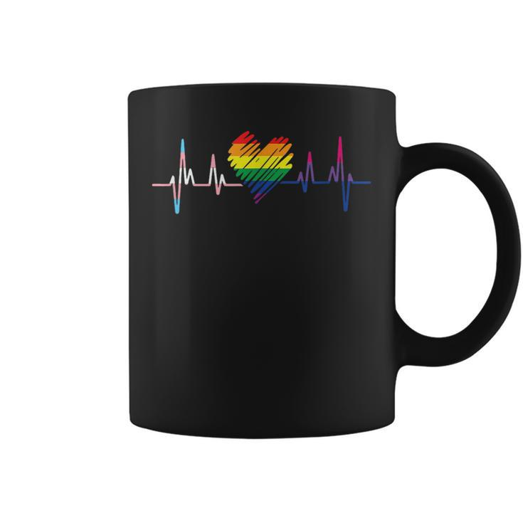 Love Gay Pride Lesbian Lgbt Heartbeat Pulse Nurse Rainbow  Coffee Mug