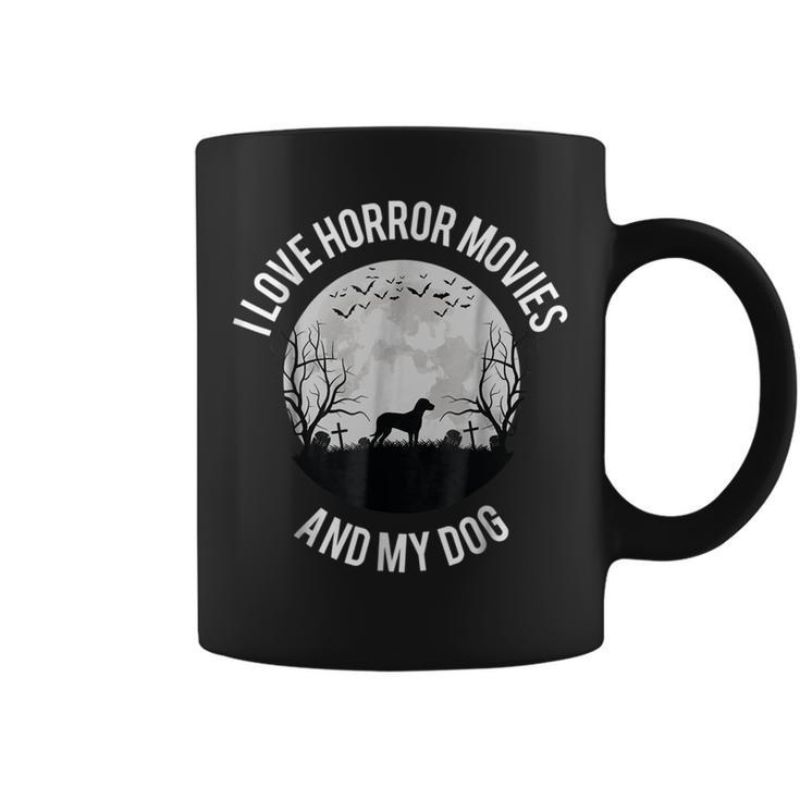 I Love Horror Movies And My Dog Movies Coffee Mug