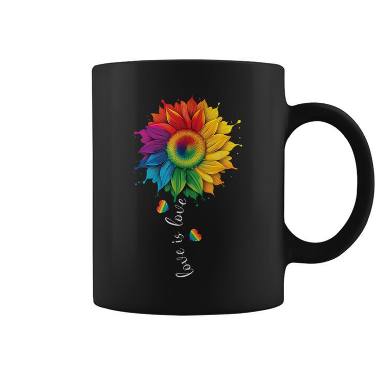 Love Is Love Lgbtq Rainbow Sunflower Gay Pride  Coffee Mug