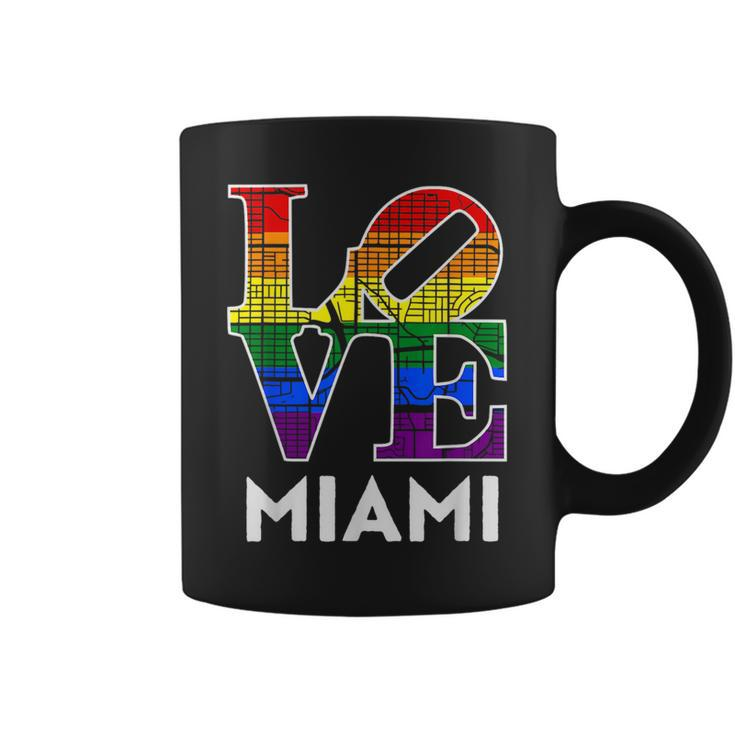 Love Miami Lgbt Rainbow Flag Gay Pride  Coffee Mug