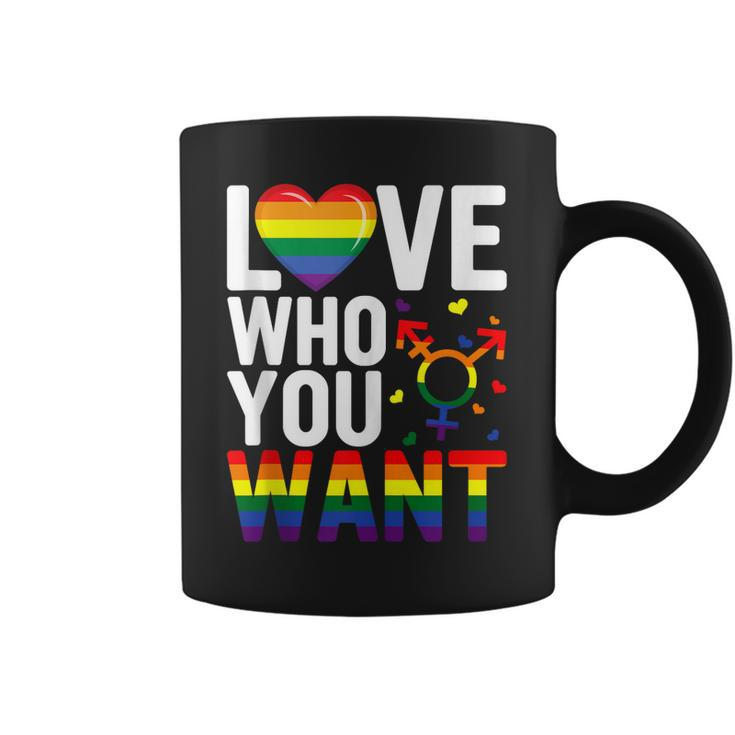 Love Who You Want Lgbt Gay Pride Men Women Rainbow Lgbtq  Coffee Mug