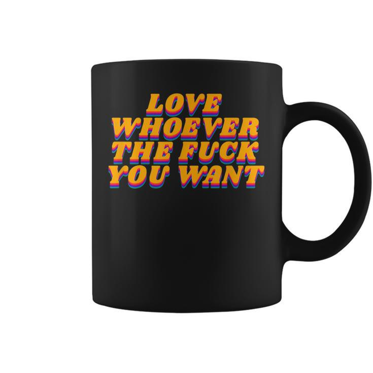 Love Whoever You Want Lgbtq Gay Pride 1970S Rainbow  Coffee Mug