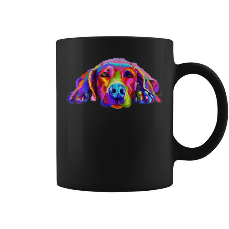 Lovely Weimaraner Waiting For You Rainbow Colors Coffee Mug