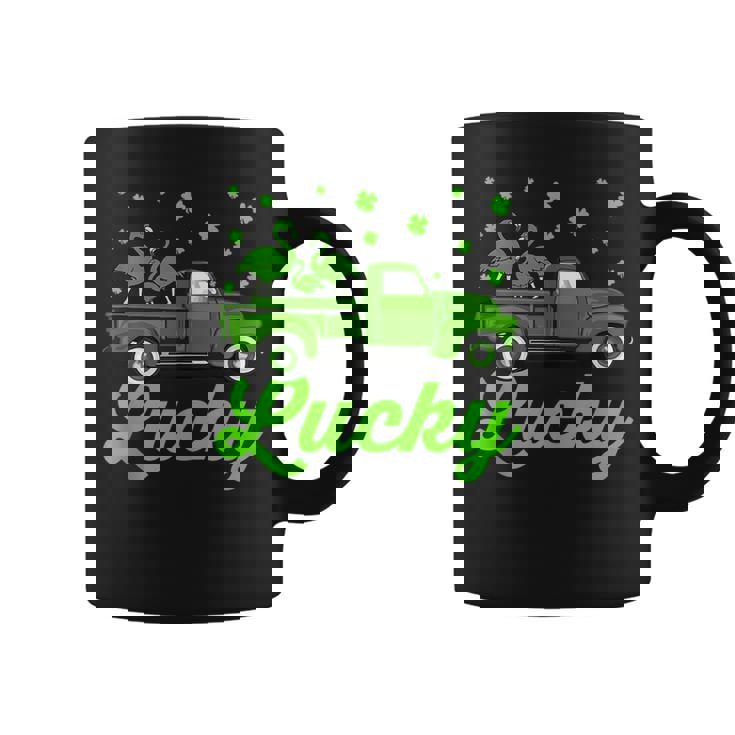 Lucky Flamingo Riding Green Truck Flamingo St Patricks Day  Coffee Mug