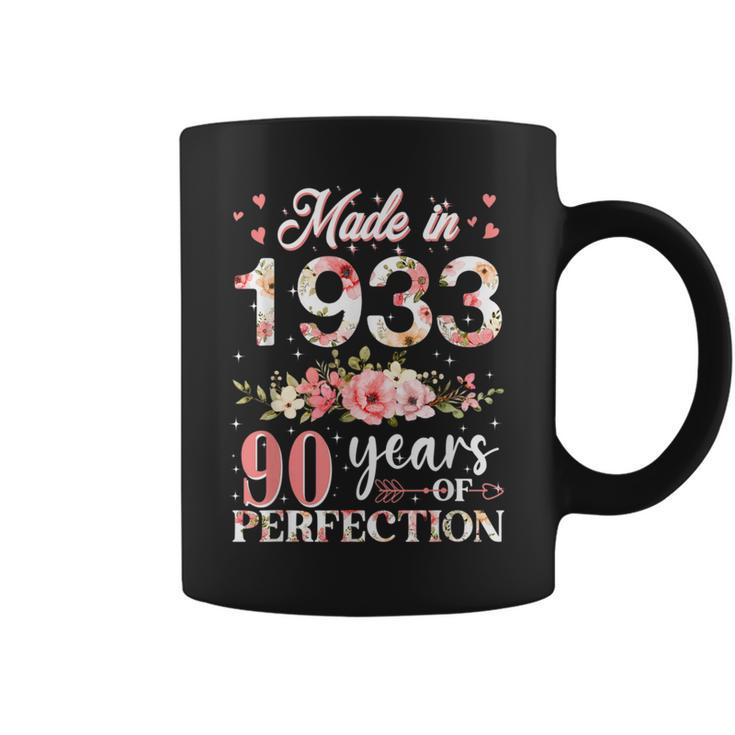 Made In 1933 Floral 90 Years Old 90Th Birthday Coffee Mug