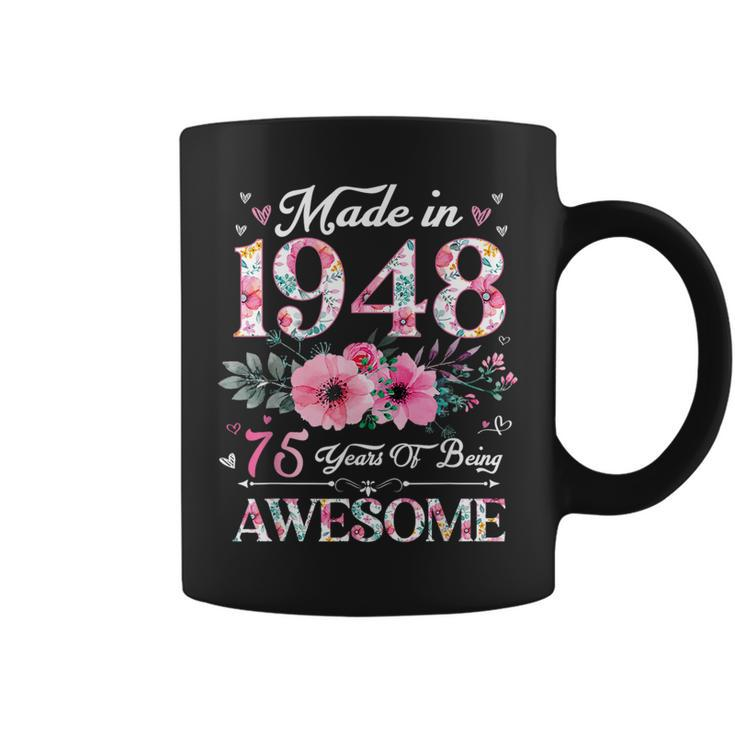 Made In 1948 Floral 75 Year Old 75Th Birthday Coffee Mug