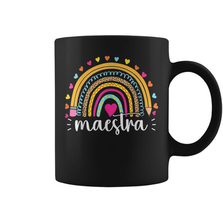 Maestra Spanish Teacher Rainbow Leopard Gifts For Teacher Funny Gifts Coffee Mug